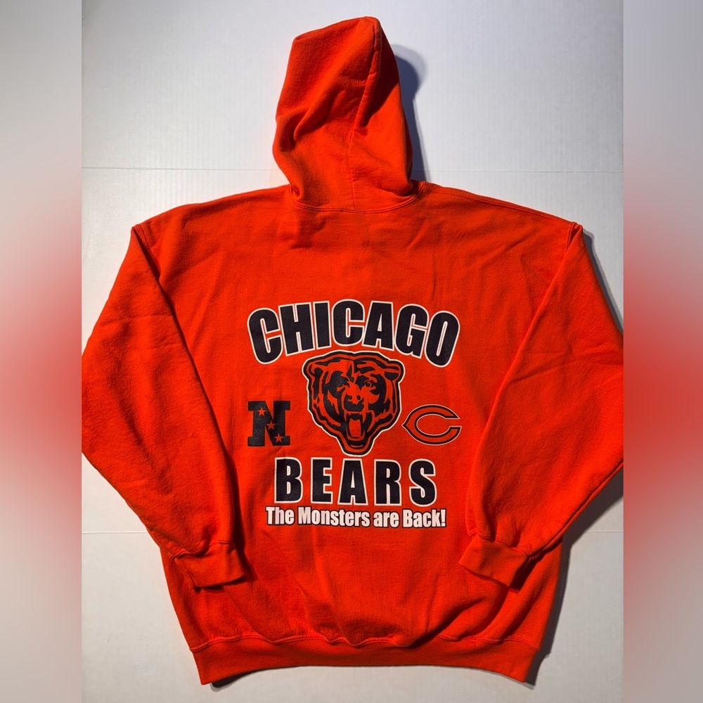 Vtg Chicago Bears Monsters Are Back NFL Orange Full Zip Up Hoodie Y2K Sz XXL